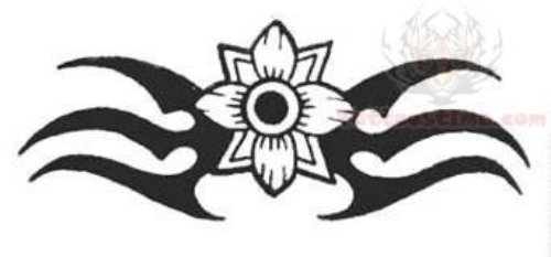 Asian Flower And Tribal Lower Back Tattoo Design